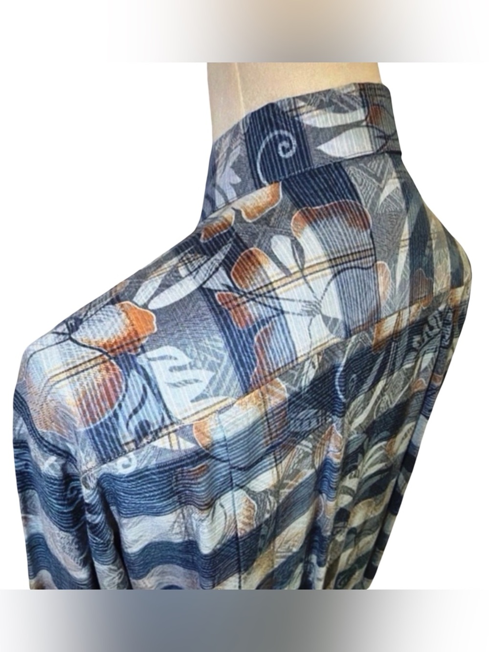 Zanella Men’s Button Down Shirt | Blue | Abstract Luxury | Large | Made in Italy - Picture 7 of 15